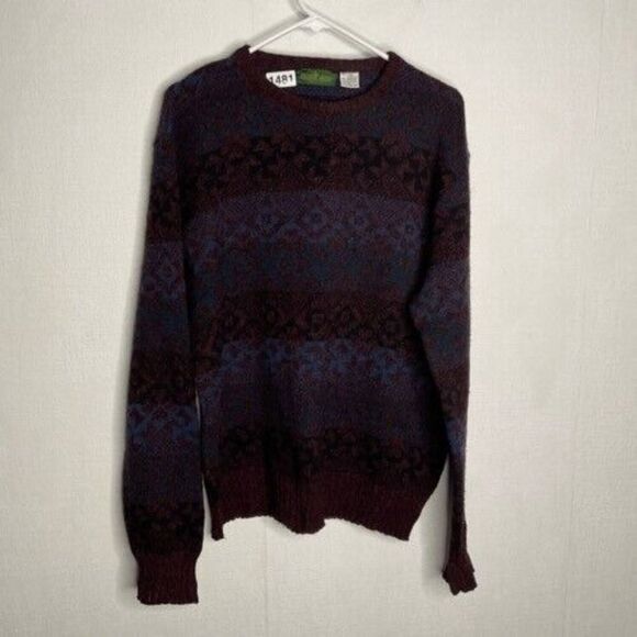 VTG Boundary Waters Mens Size XL Multicolor Wool Grandpa Crewneck Sweater Italy - Picture 8 of 9